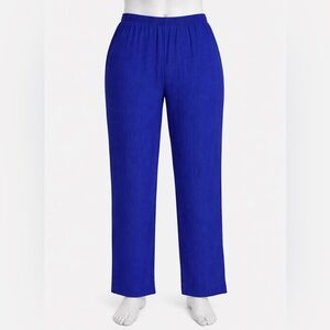 Kathy Lee Royal Blue Pull On Textured Pants Size Medium Elastic Waist